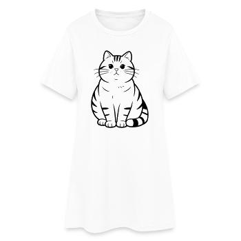 gros chat mignon - Robe T-shirt Femme - blanc - Devant