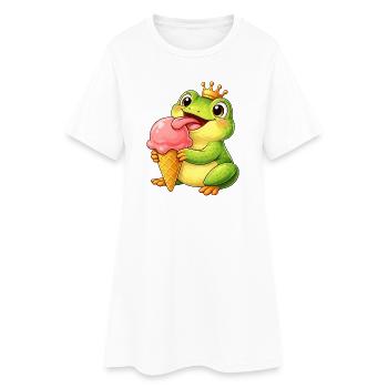 Süßer Frosch mit Eiskrone Sommer Eiscreme Cartoon - Women’s T-Shirt Dress - white - Front