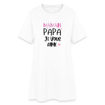 Maman Papa je vous aime coeur - Robe T-shirt Femme - blanc - Devant