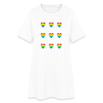 Cœurs arc-en-ciel de la fierté LGBT - Robe T-shirt Femme - blanc - Devant