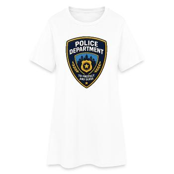Polizei Abzeichen Patch Stadt Skyline - Frauen T-Shirt-Kleid - Weiß - Vorne