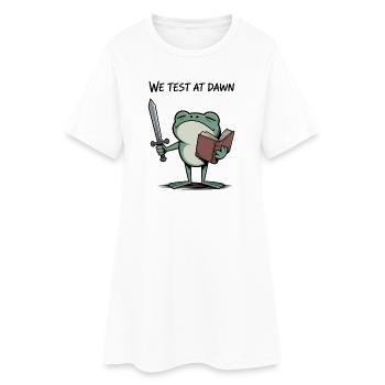 We Test at Dawn Frog Knight Reading - Women’s T-Shirt Dress - white - Front