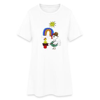 Lustige Hühner Regenbogen Huhn Kinder - Frauen T-Shirt-Kleid - Weiß - Vorne