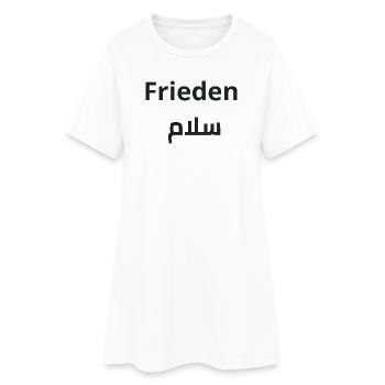 Frieden und Salam - Arabische Kalligrafie - Frauen T-Shirt-Kleid - Weiß - Vorne