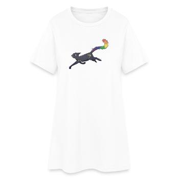 Katze mit Sternen und Pride Flagge - Frauen T-Shirt-Kleid - Weiß - Vorne
