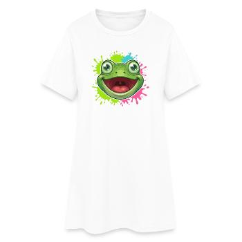 Éclaboussure joyeuse de grenouilles - Robe T-shirt Femme - blanc - Devant