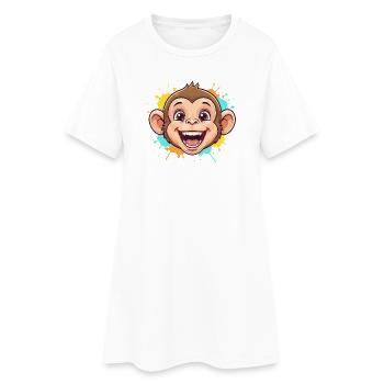 Cheerful monkey with paint splashes - Women’s T-Shirt Dress - white - Front