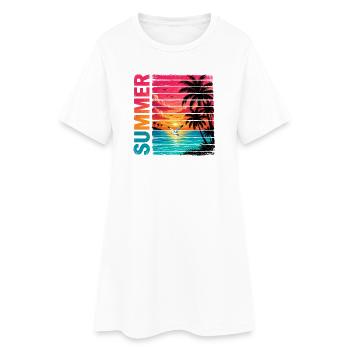 Été rétro - Robe T-shirt Femme - blanc - Devant