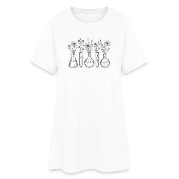 Labor Blumen Chemie Botanik Science Shirt - Frauen T-Shirt-Kleid - Weiß - Vorne