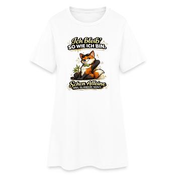 Ich bleib wie ich bin – frecher Fuchs - Frauen T-Shirt-Kleid - Weiß - Vorne
