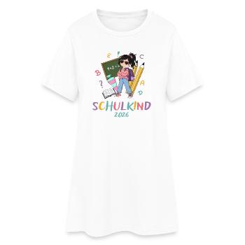 Schulkind 2026: Bunte Lernabenteuer - Frauen T-Shirt-Kleid - Weiß - Vorne