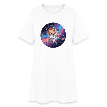 Affen-Astronaut im Sternenraum - Frauen T-Shirt-Kleid - Weiß - Vorne