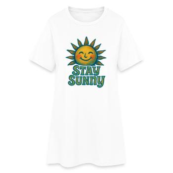 Stay Sunny Crayon Sun Illustration - Women’s T-Shirt Dress - white - Front