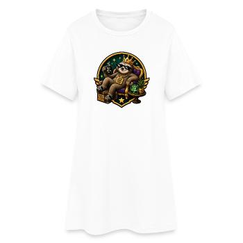 Königliches Faultier im Slow-Mood - Frauen T-Shirt-Kleid - Weiß - Vorne