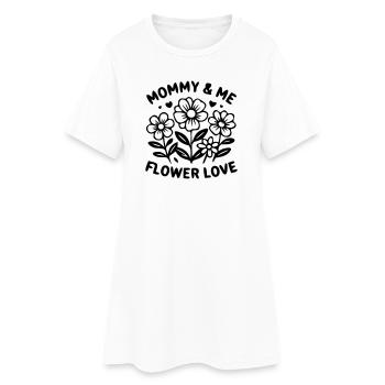 Look fleuri assorti de Maman et moi - Robe T-shirt Femme - blanc - Devant