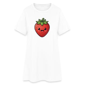 Niedliche Erdbeere - Sommer Frucht Kawaii niedlich - Frauen T-Shirt-Kleid - Weiß - Vorne