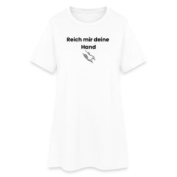Zusammenhalt: Reich mir deine Hand - Frauen T-Shirt-Kleid - Weiß - Vorne