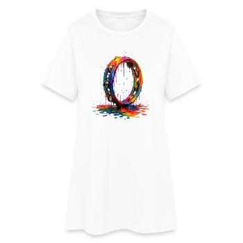 Tambourine with dripping paint - Women’s T-Shirt Dress - white - Front
