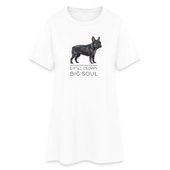 Art Low-Poly du Bouledogue Français - Petit Clown - Robe T-shirt Femme - blanc - Devant