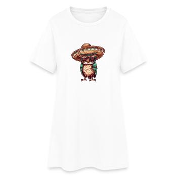 Sombrero drôle de hibou - Robe T-shirt Femme - blanc - Devant