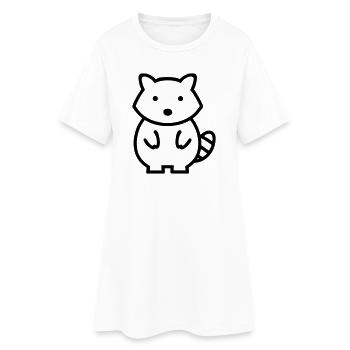 Waschbär - Frauen T-Shirt-Kleid - Weiß - Vorne