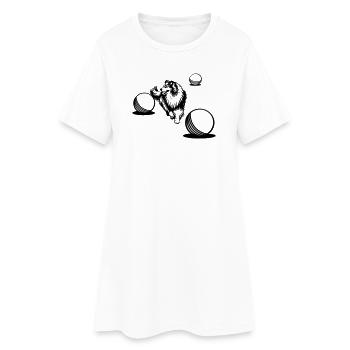 Collie à poil long Treibball Sport 2 (teintur) - Robe T-shirt Femme - blanc - Devant