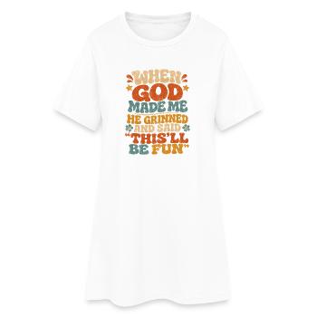 Dicton rétro : Dieu m’a rendu amusant - Robe T-shirt Femme - blanc - Devant