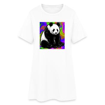 Panda - Frauen T-Shirt-Kleid - Weiß - Vorne