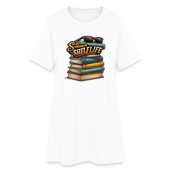 Livres et lunettes de soleil sur la plage - Robe T-shirt Femme - blanc - Devant