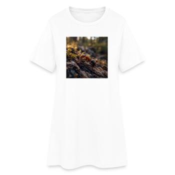 Red ant on Wood Under Moss - Women’s T-Shirt Dress - white - Front