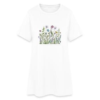 Croquis de prairie à fleurs sauvages - Robe T-shirt Femme - blanc - Devant