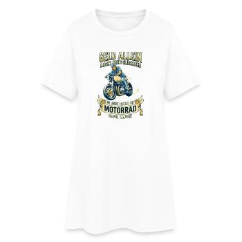 Motorrad Geld Macht Nicht Glücklich Biker Retro - Frauen T-Shirt-Kleid - Weiß - Vorne
