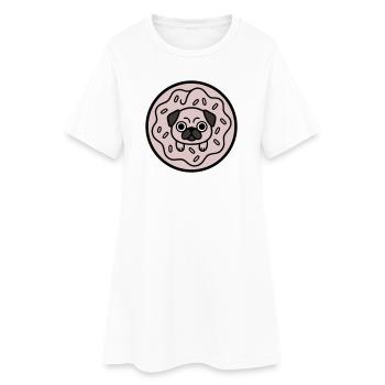 Bonbons Donut de Chien Carlin - Robe T-shirt Femme - blanc - Devant