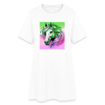 cheval - Robe T-shirt Femme - blanc - Devant
