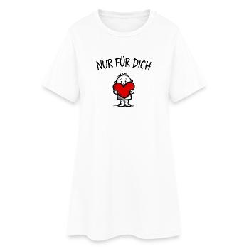 Strichmännchen mit Herz: Nur für dich - Frauen T-Shirt-Kleid - Weiß - Vorne