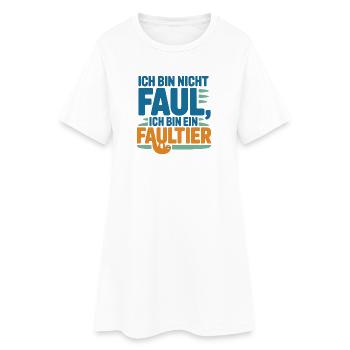 Ich bin nicht faul, ich bin ein Faultier - Frauen T-Shirt-Kleid - Weiß - Vorne