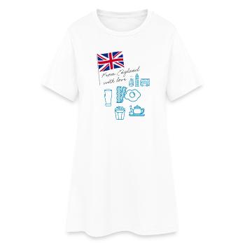 EXANGLIA (Blue + Grey Text) - Women’s T-Shirt Dress - white - Front