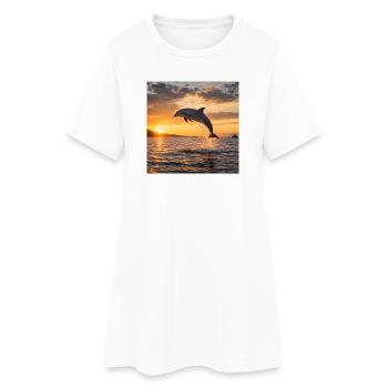 Dauphin au coucher du soleil - Robe T-shirt Femme - blanc - Devant