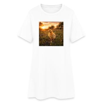 Poulet jaune au coucher du soleil - Robe T-shirt Femme - blanc - Devant