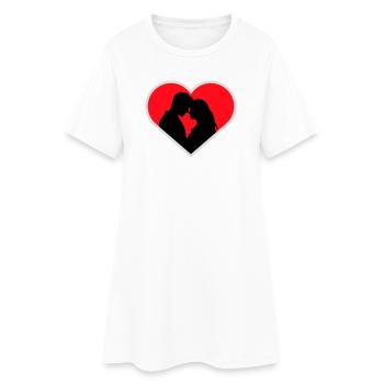 Couple Silhouette Amour Romance Petit ami de la Saint-Valentin - Robe T-shirt Femme - blanc - Devant