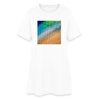Farbfluss und Goldlinien - Frauen T-Shirt-Kleid - Weiß - Vorne