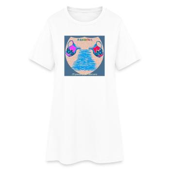 Verseau - Robe T-shirt Femme - blanc - Devant