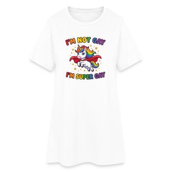 Mois de la fierté LGBT - Je ne suis pas gay, je suis supergay - Robe T-shirt Femme - blanc - Devant