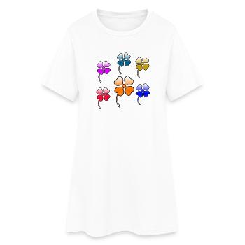 Blumen - Frauen T-Shirt-Kleid - Weiß - Vorne