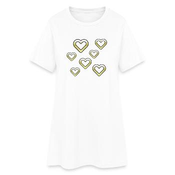 Herzen - Frauen T-Shirt-Kleid - Weiß - Vorne