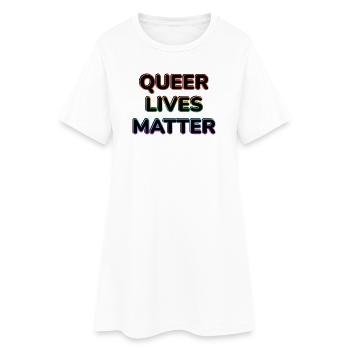 Néon arc-en-ciel Queer Lives Matter - Robe T-shirt Femme - blanc - Devant