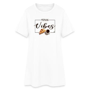 Tasse Kaffee & Croissant - Frauen T-Shirt-Kleid - Weiß - Vorne