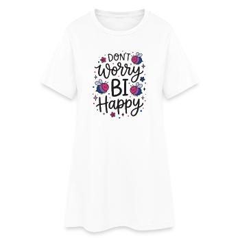 Mois de la Fierté LGBT - Ne vous inquiétez pas, bi heureux - Robe T-shirt Femme - blanc - Devant