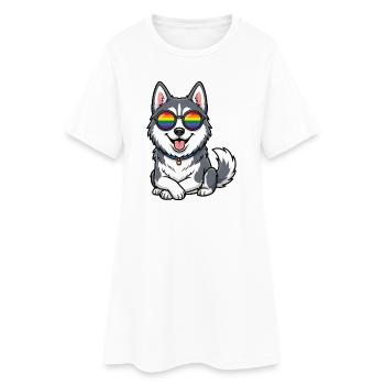 Mois de la Fierté LGBT - Mignon Husky - Robe T-shirt Femme - blanc - Devant