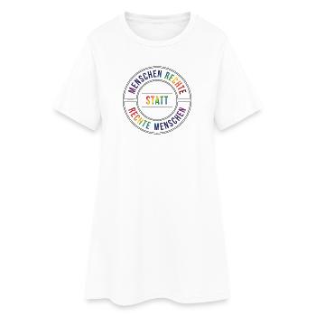 Menschenrechte Statt Rechte Menschen Spruch - Frauen T-Shirt-Kleid - Weiß - Vorne